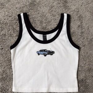 SHEIN White and Black Ribbed Tank Top